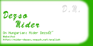 dezso mider business card